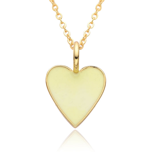 Gold Enamel Heart Pendant Necklace