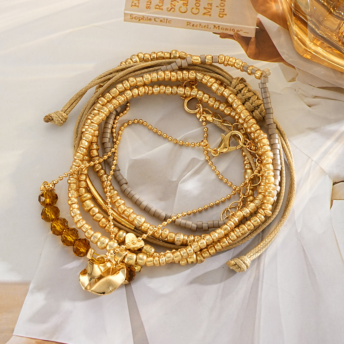 7pc Boho Heart Beaded Bracelet Set