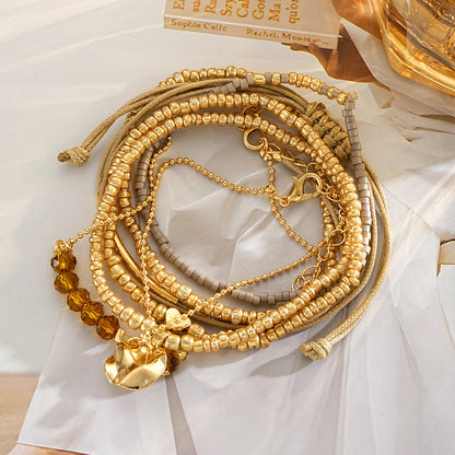 7pc Boho Heart Beaded Bracelet Set