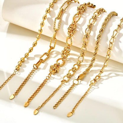 6pc Textured Gold Chain Bracelet Set