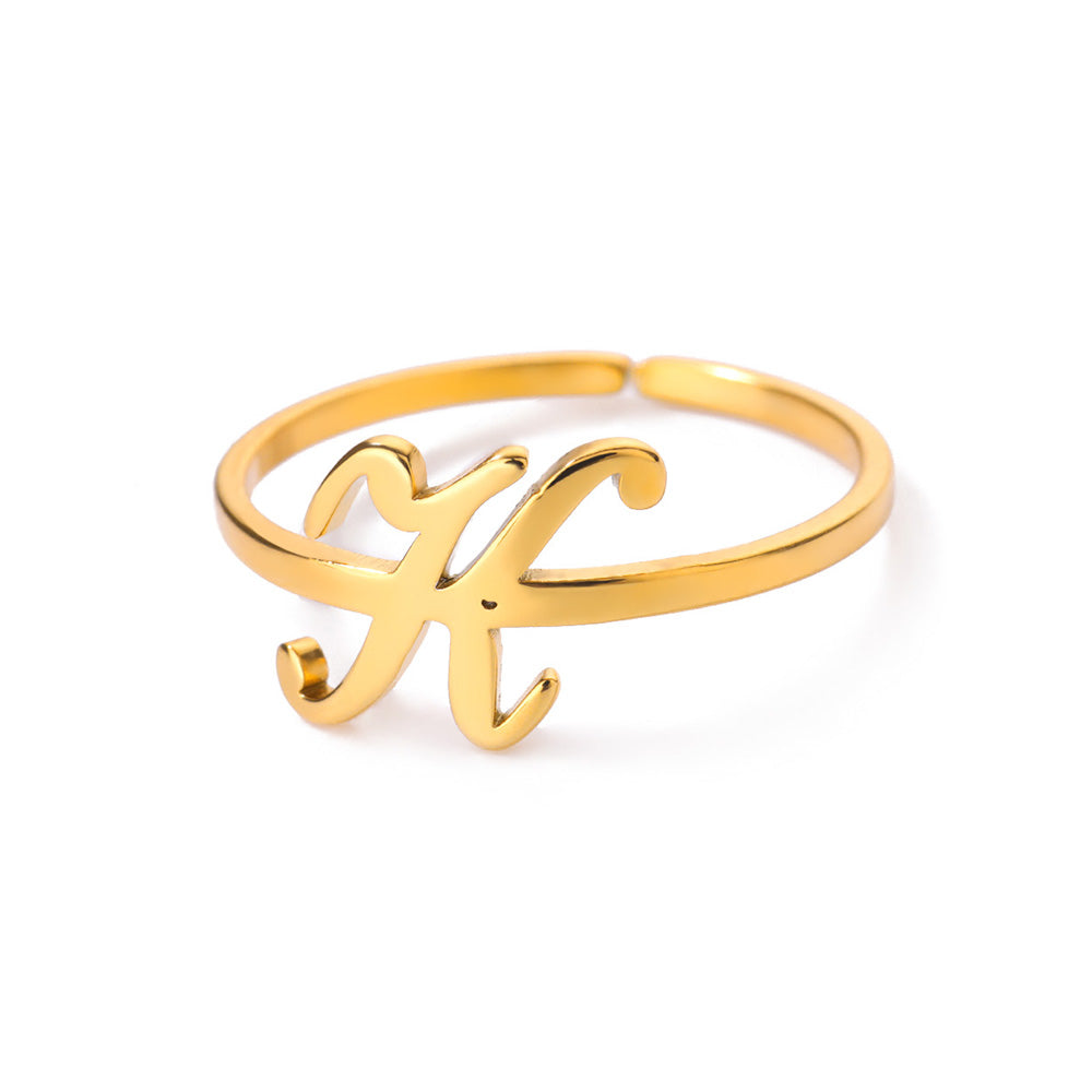 Gold Initial Letter Ring