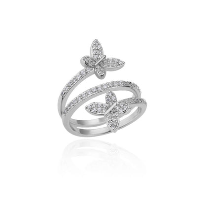 Triple Band Butterfly Pavé Ring
