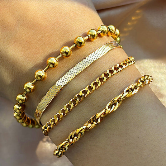 4pc Mixed Chain Bracelet Set