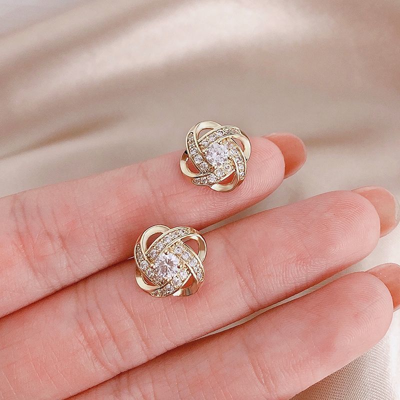 Crystal Knot Stud Earrings