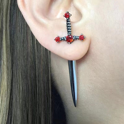 Gem Sword Stud Earrings