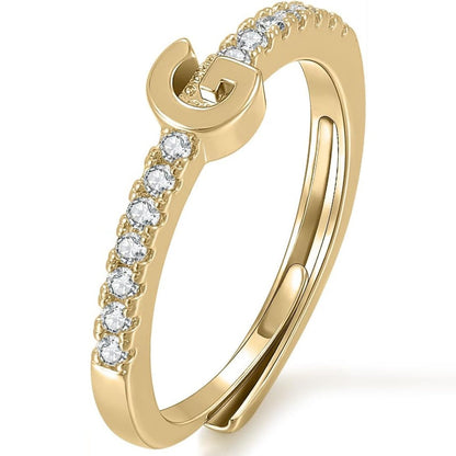 Gold Initial Letter Adjustable Ring