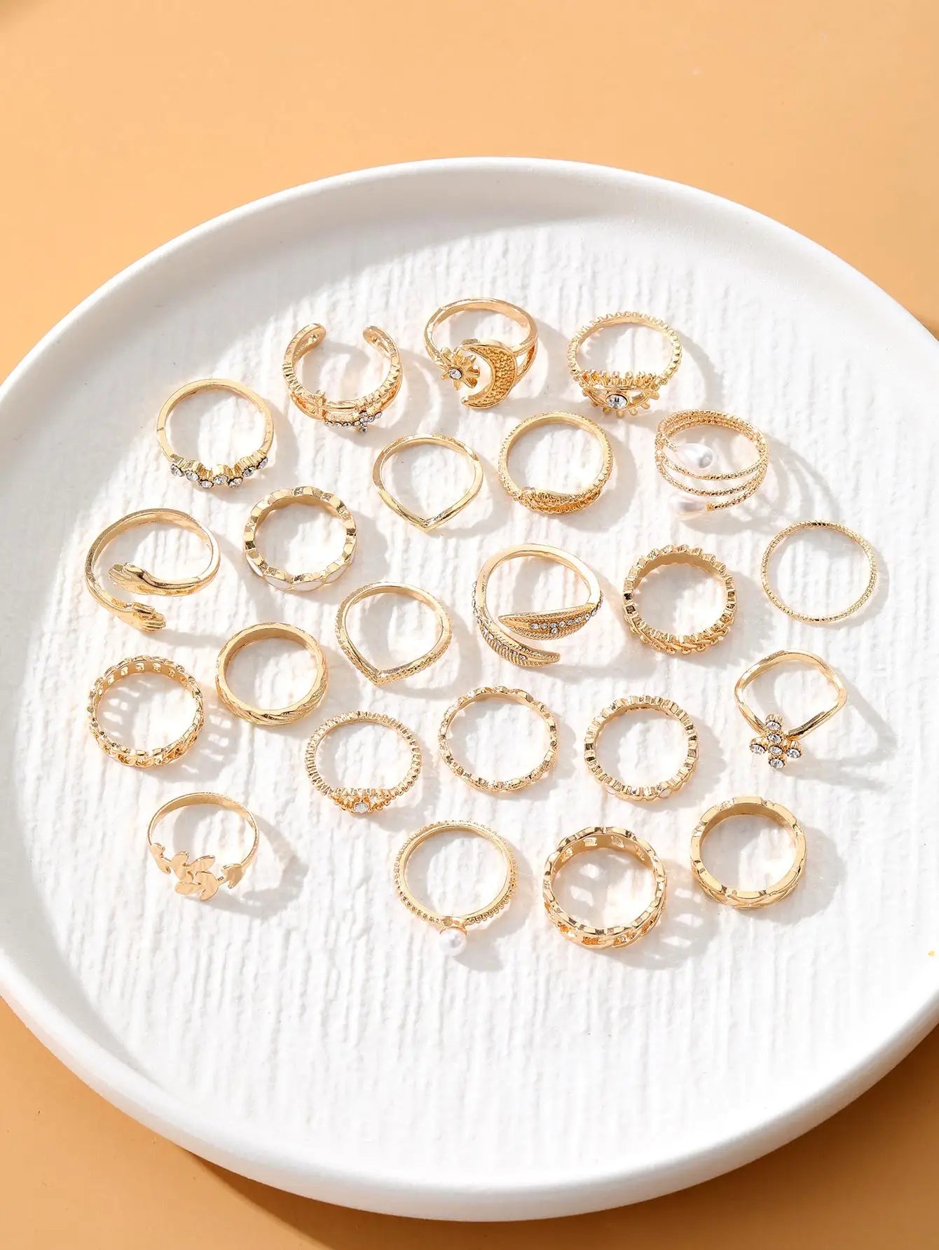 22pc Gold Statement Ring Set