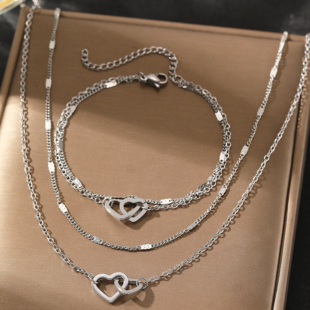 3pc Interlocking Heart Jewelry Set