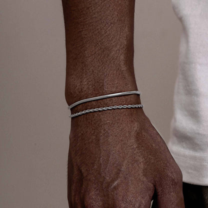 2pc Textured Chain Bracelet Set