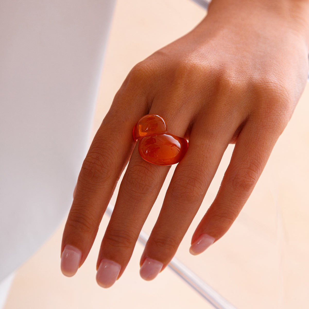 Multicolor Resin Water Drop Chunky Ring