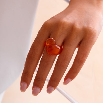 Multicolor Resin Water Drop Chunky Ring