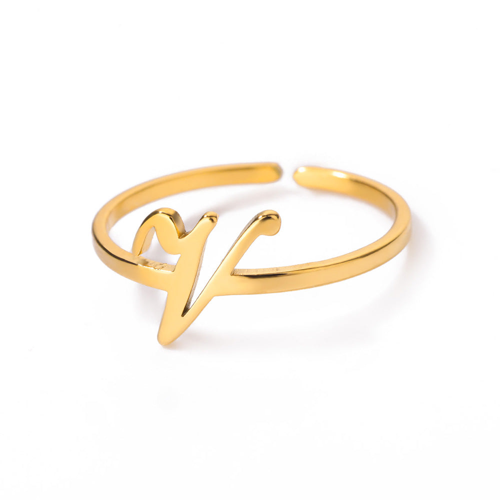 Gold Initial Letter Ring