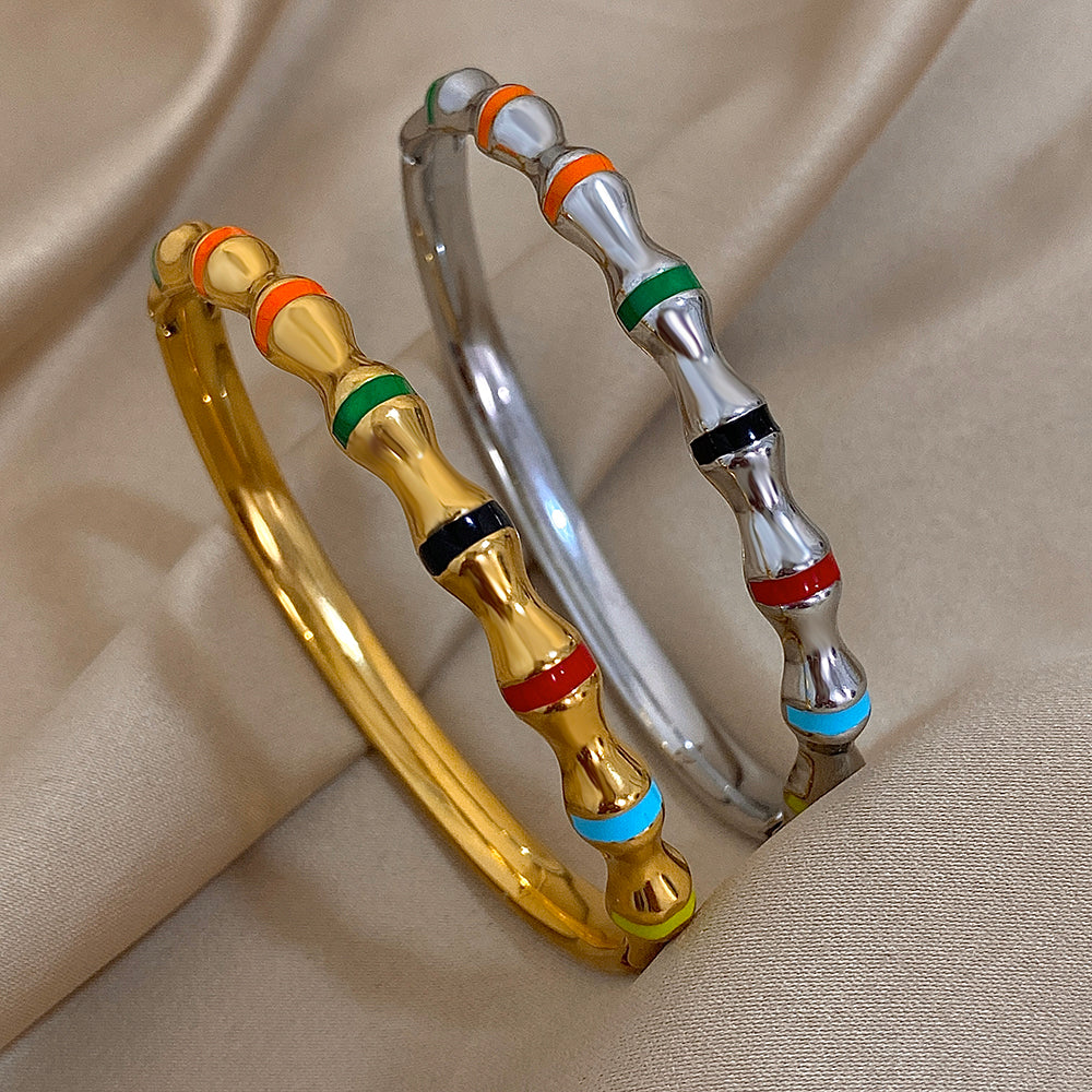 Rainbow Enamel Bamboo Bangle
