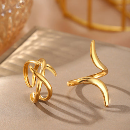 2pc Abstract Gold Ring Set