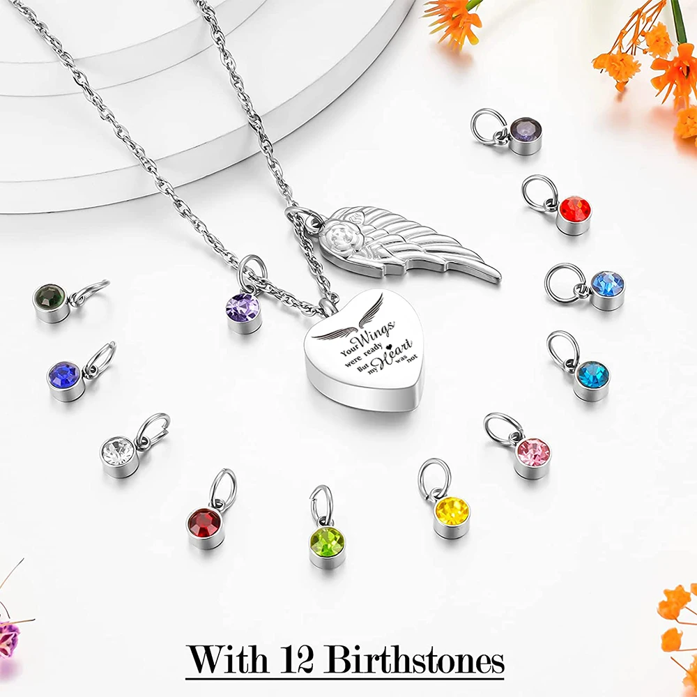 Heart Urn Birthstone Necklace