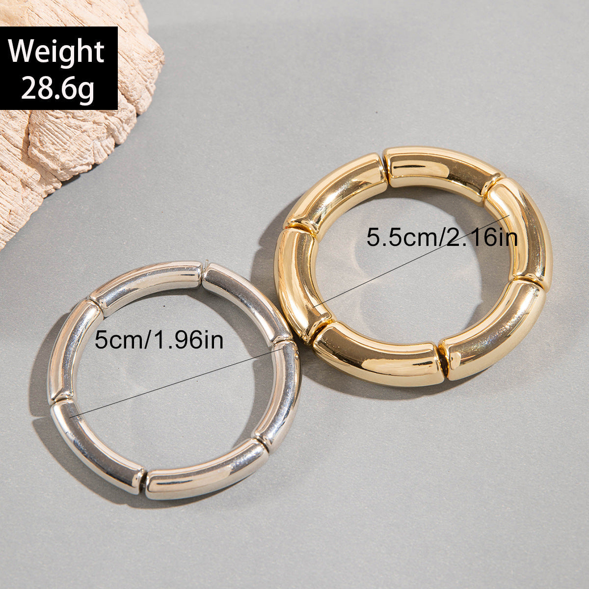 Gold & Silver Geometric Cuff Bracelet Set