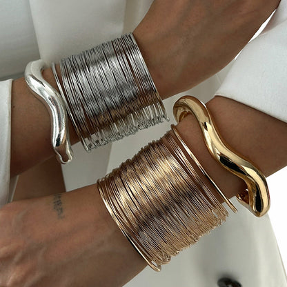 Multilayer Wire Wave Cuff Bracelet