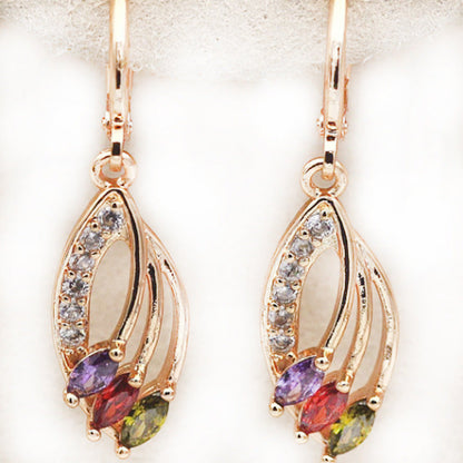 Gem Leaf Dangle Earrings