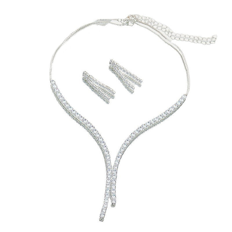 Zircon Necklace & Earrings Set