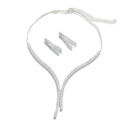 Zircon Necklace & Earrings Set