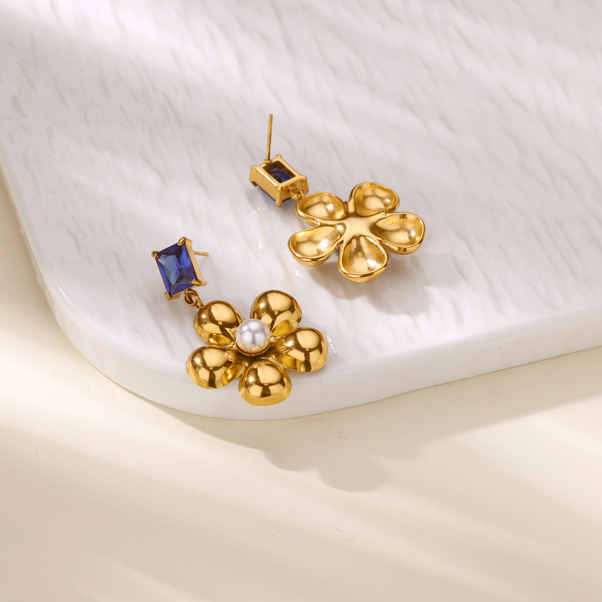 Bloom & Blue Gem Statement Earrings