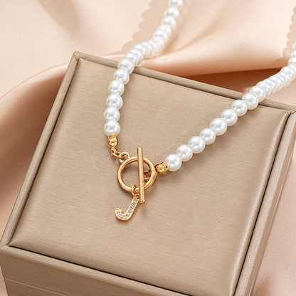 Pearl Initial Toggle Necklace