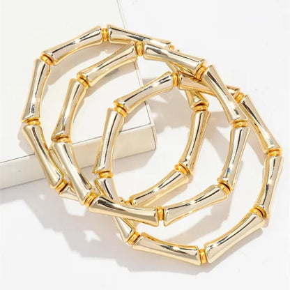 3pcs Gold Bamboo Bangle Bracelet Stack