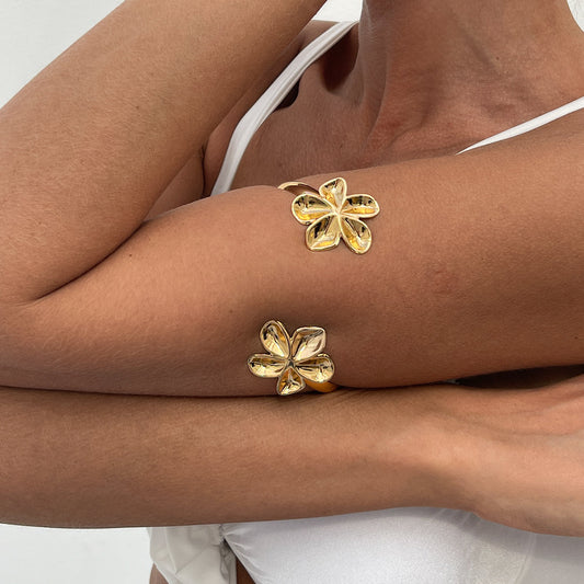 Gold Floral Arm Cuff Bracelet