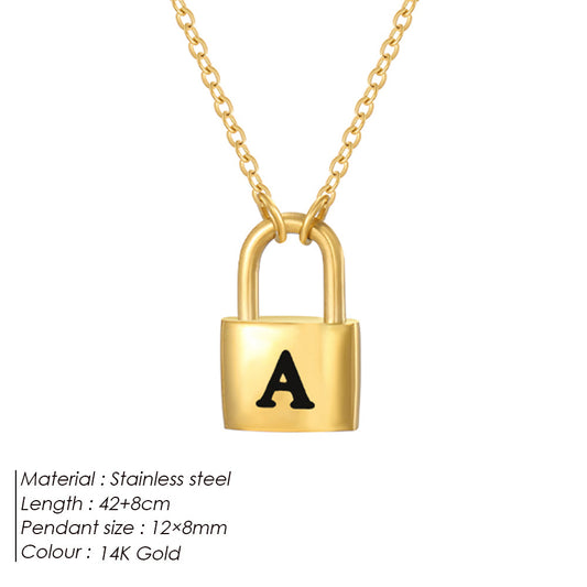 Initial Padlock Pendant Necklace