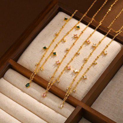 Dainty Red Gemstone Charm Necklace