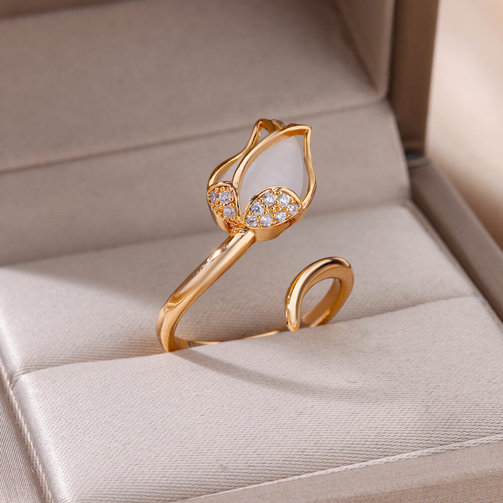 Adjustable Gold Flower Ring
