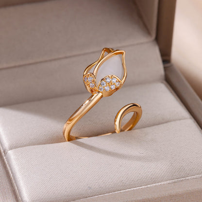 Adjustable Gold Flower Ring