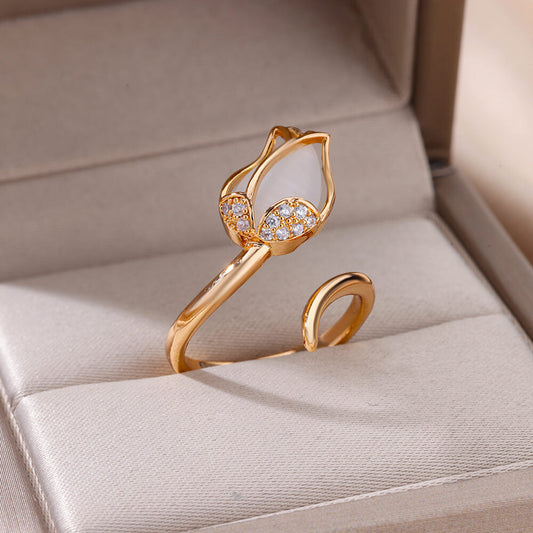 Adjustable Gold Flower Ring