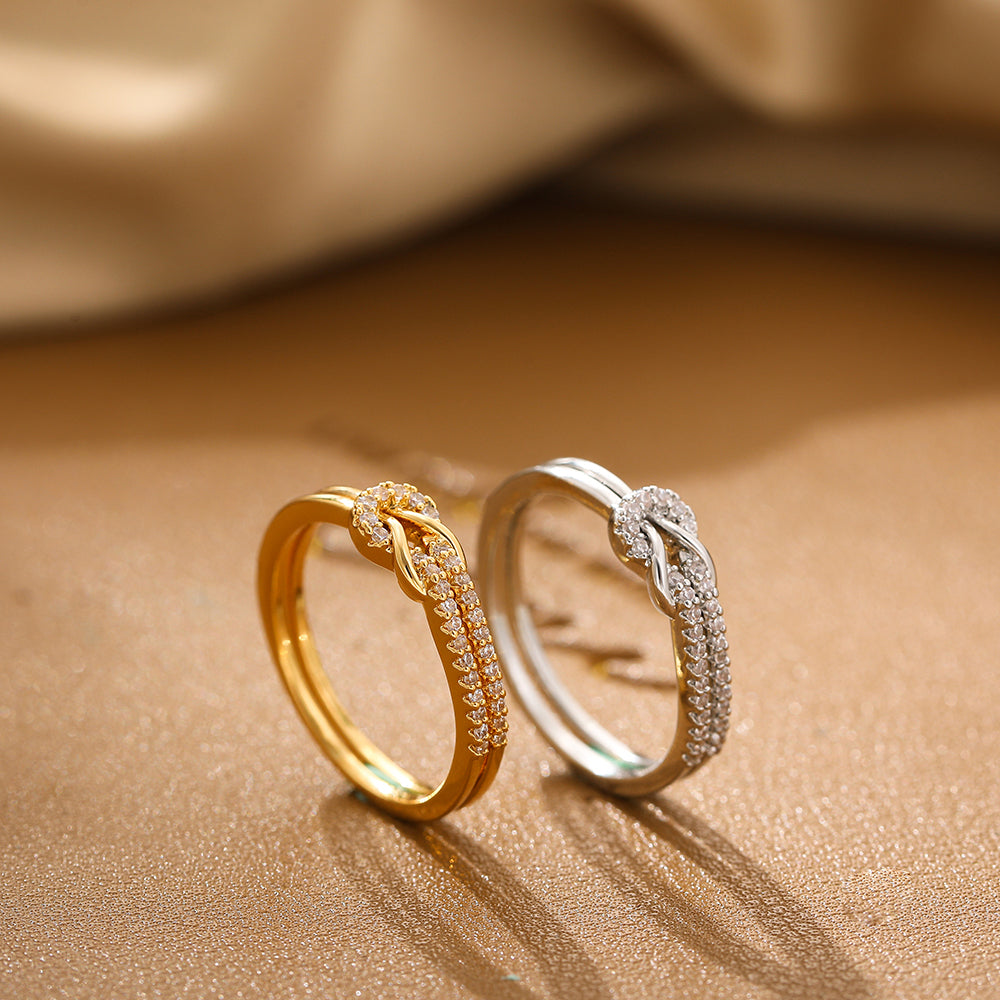 Couple Knot Zircon Ring Set
