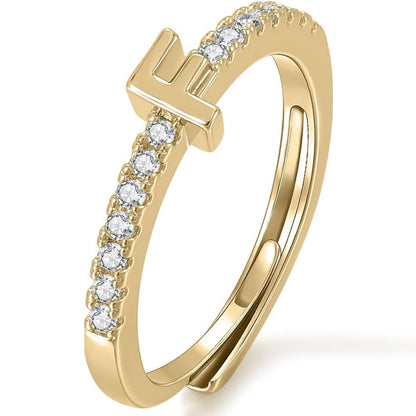 Gold Initial Letter Adjustable Ring
