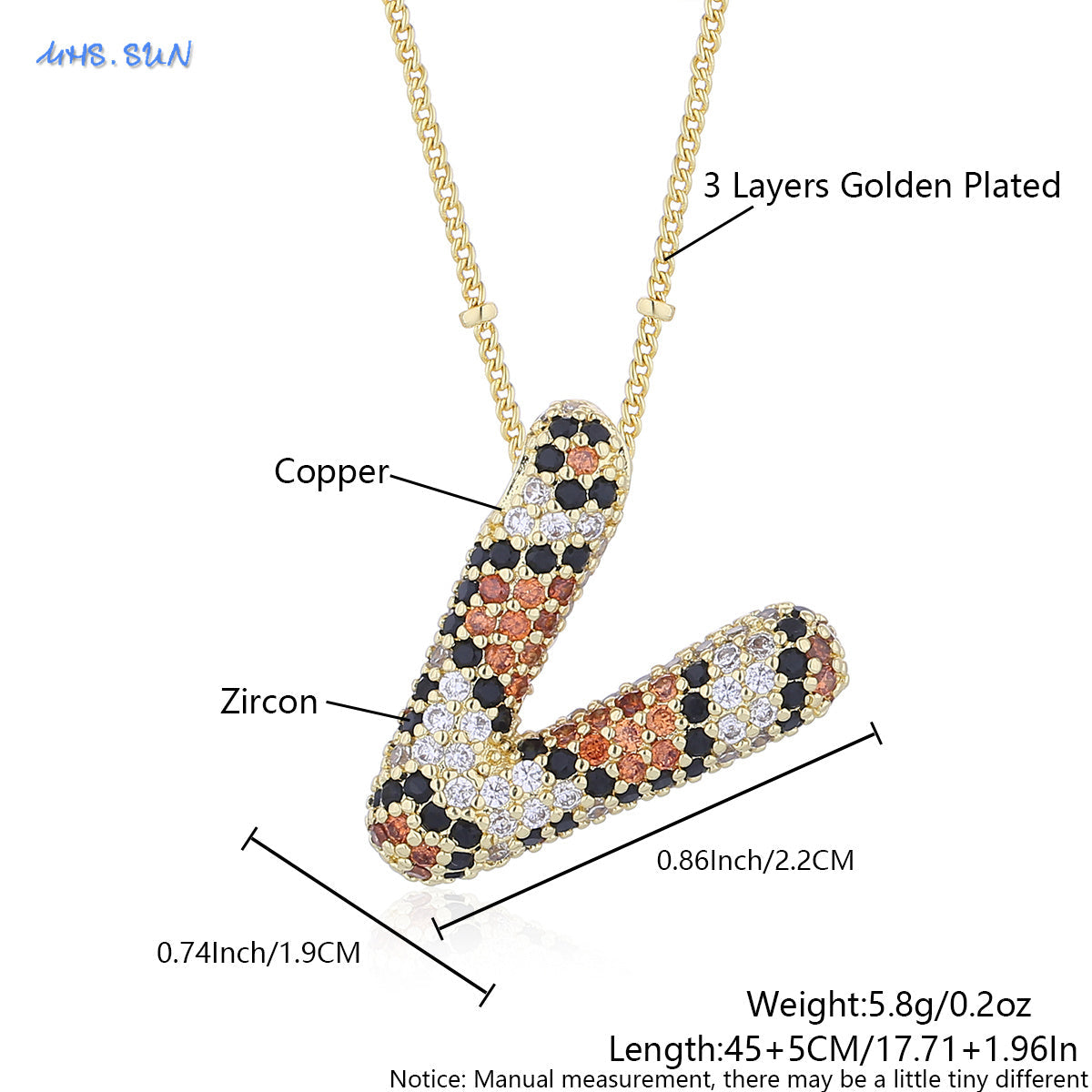 Leopard Print Bling Initial Pendant Necklace