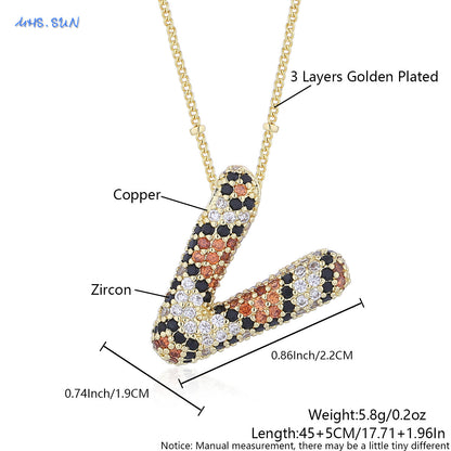 Leopard Print Bling Initial Pendant Necklace