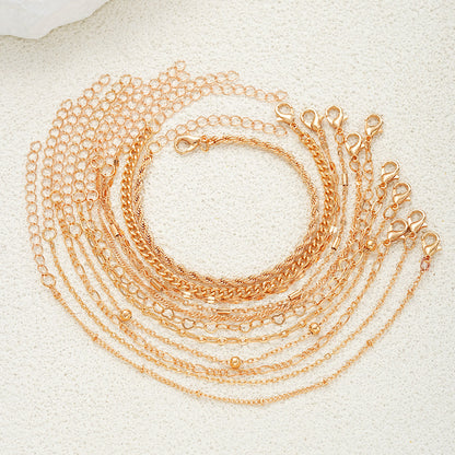 10pc Dainty Gold Chain Bracelet Set