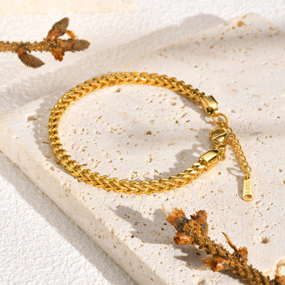 Gold Herringbone Chain Bracelet