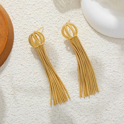 Gold Tassel Chain Earrings