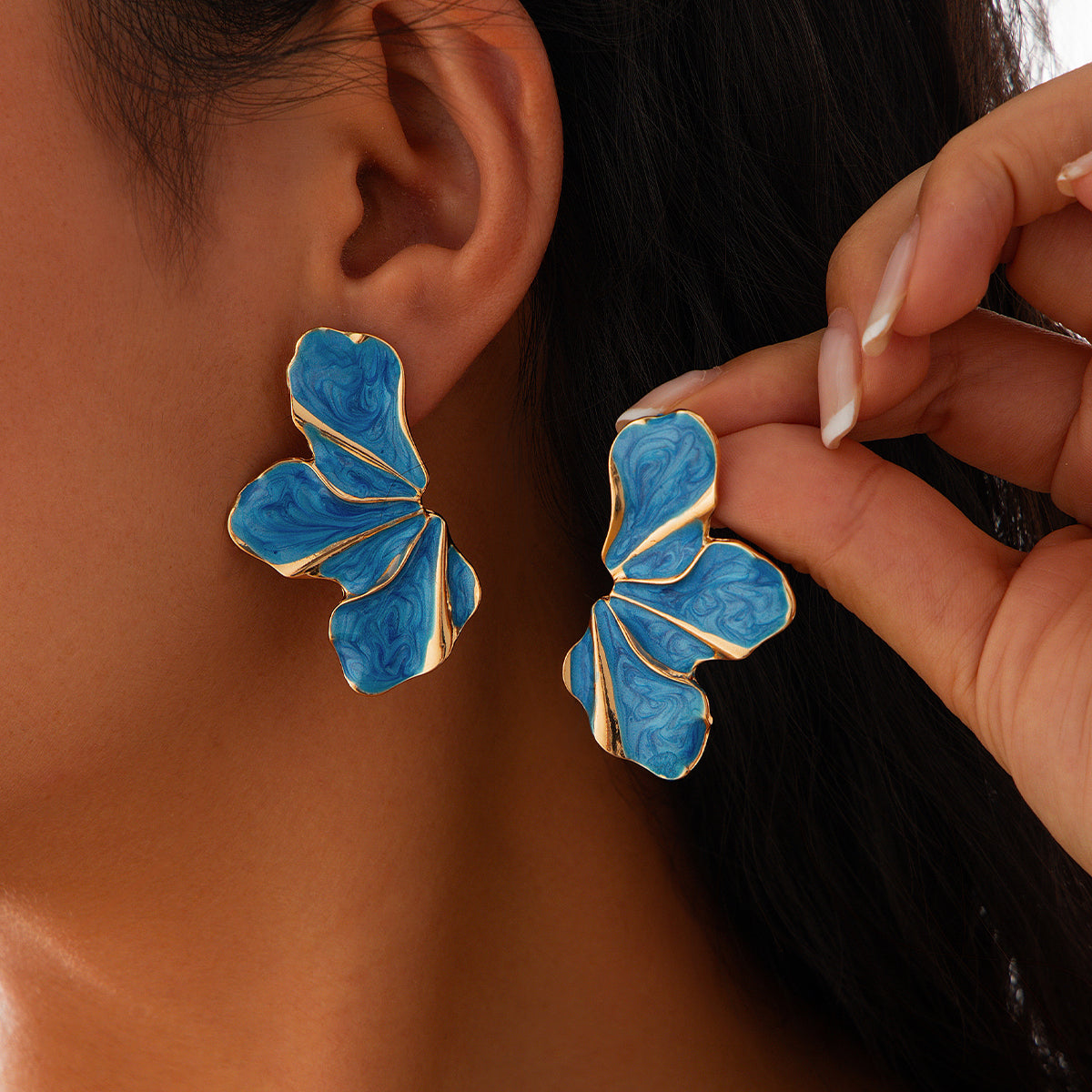 White Abstract Petal Statement Earrings