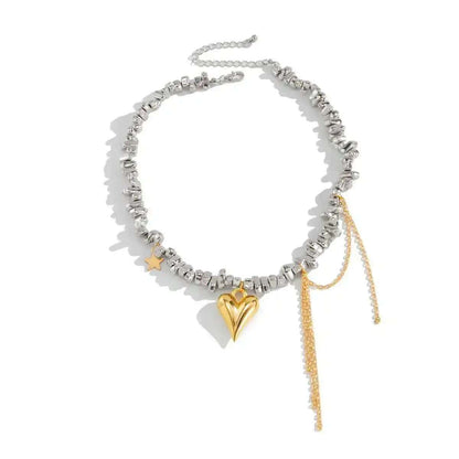 Vintage Beaded Heart Pendant Choker