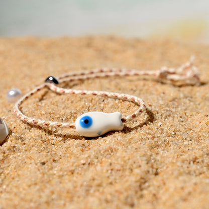Boho Ceramic Fish String Bracelet