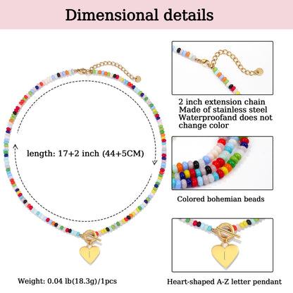 Beaded Heart Initial Pendant Necklace