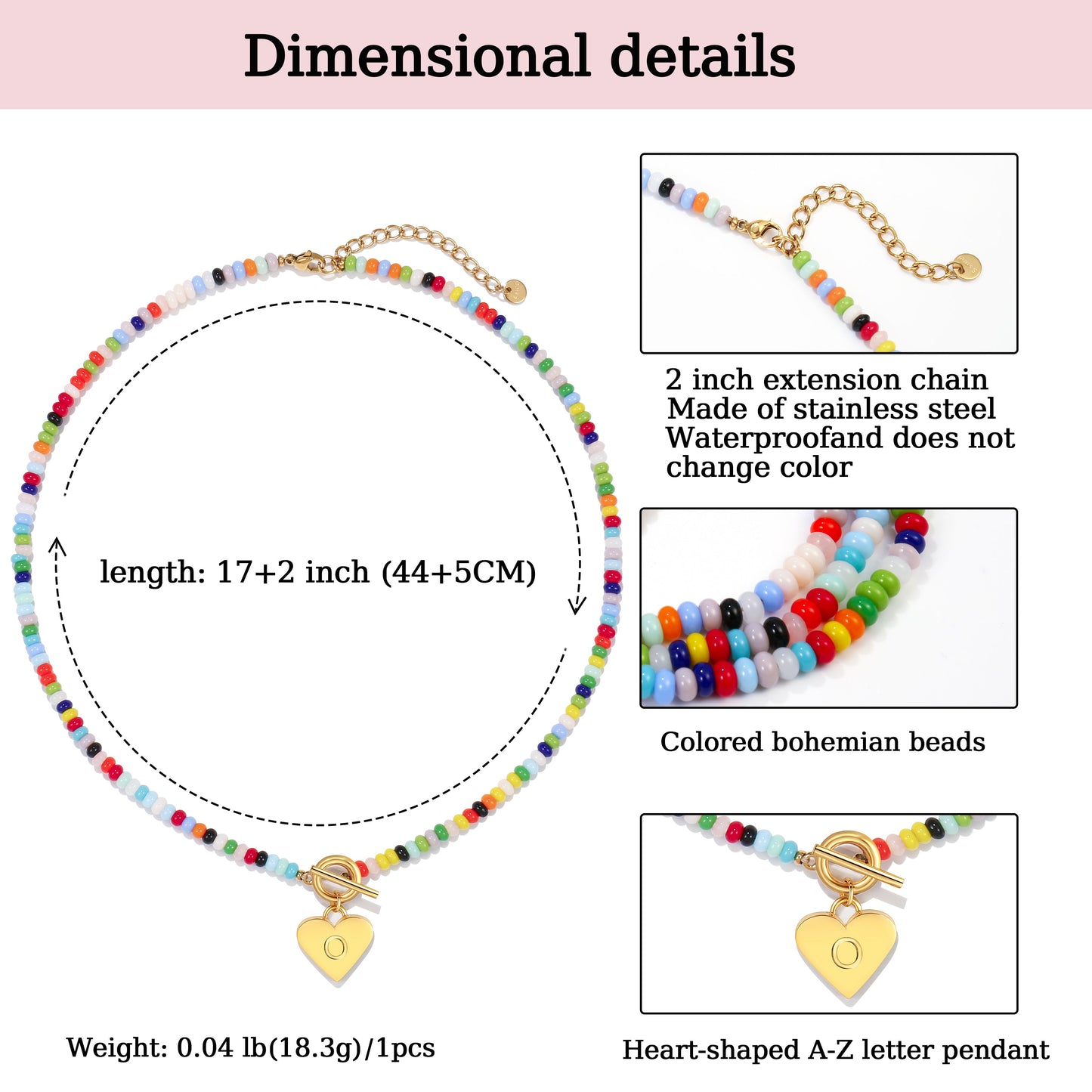 Beaded Heart Initial Pendant Necklace