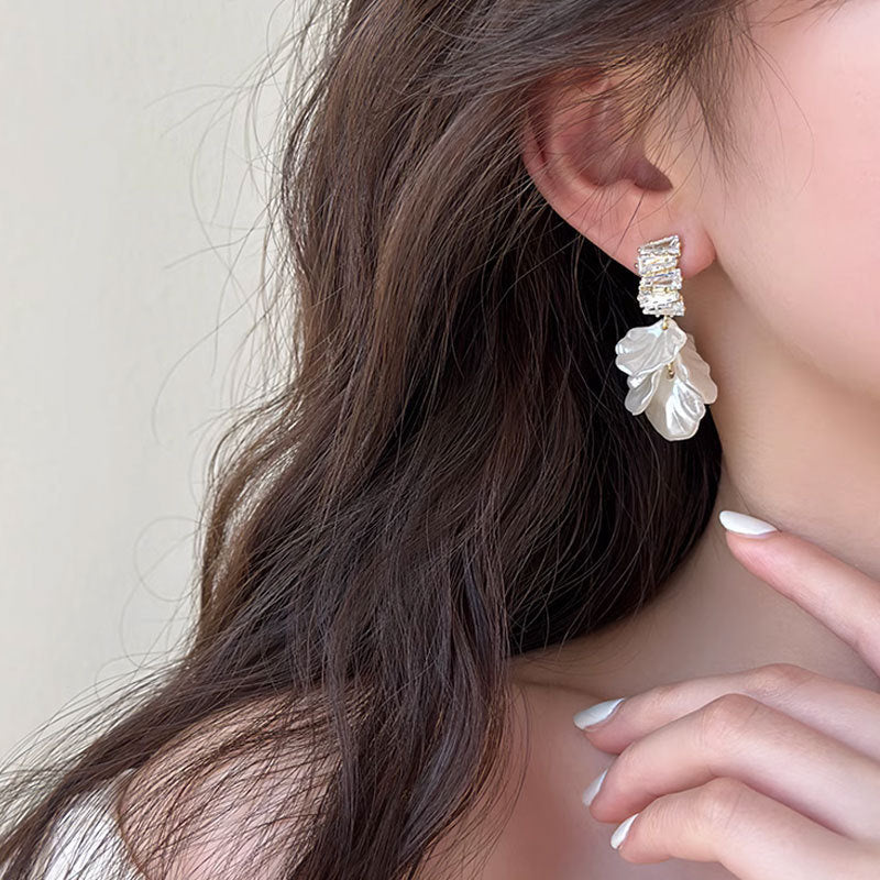 Crystal Petal Drop Earrings