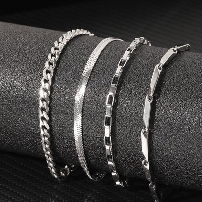 4pc Classic Chain Gold Bracelet Set