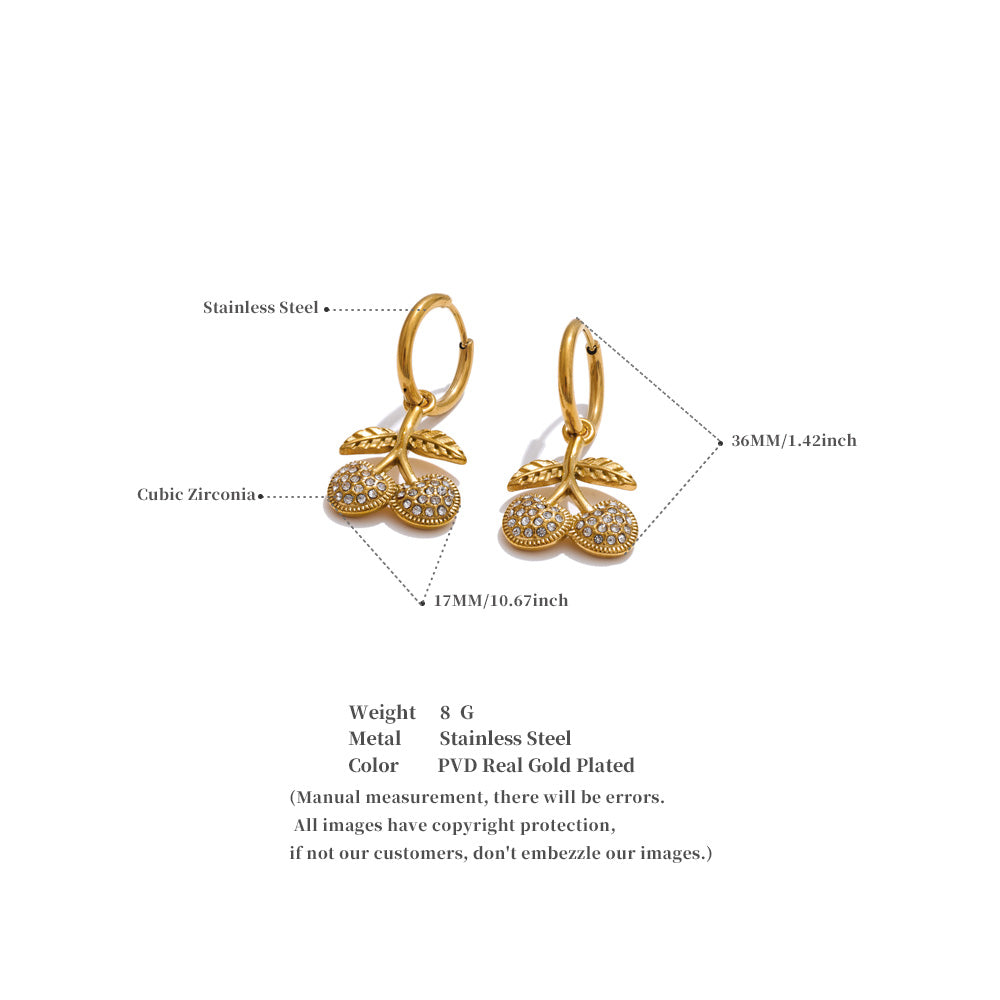 Crystal Cherry Hoop Earrings
