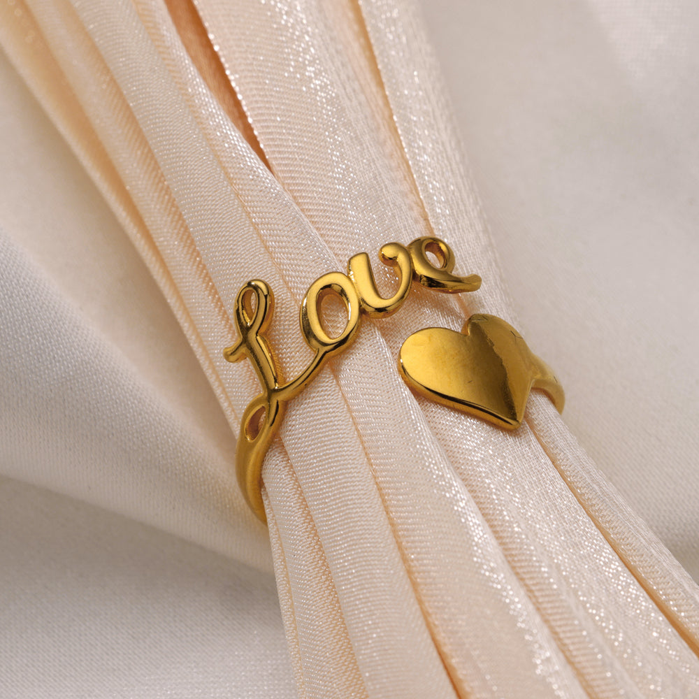 Open Heart Stainless Steel Ring