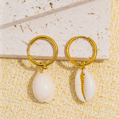 Cowrie Shell Hoop Earrings